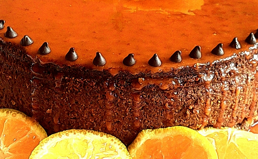 Chocolate Cake With Orange Crunch And Glaze 