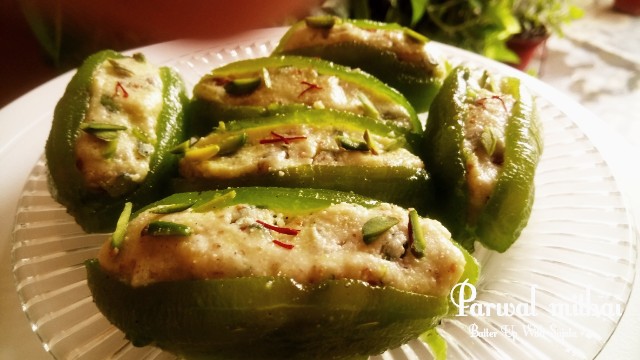 Cottage Cheese Or Paneer Stuffed Parwal Mithai Or Pointed Gourd Sweet
