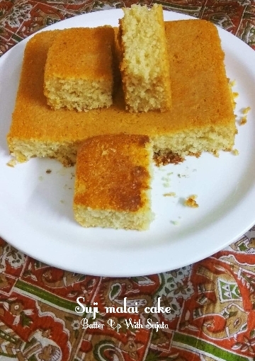 Suji Malai Cake/ Semolina Vanilla Cake With Milk Cream