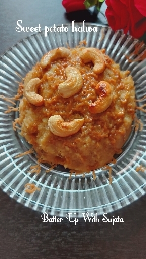 Sweet Potato Halwa With Date Palm Jaggery Or Khajur Gur
