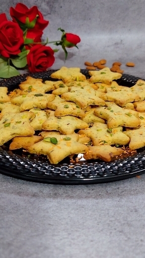 Almond Pistachio Star Cookies/Pista Badam Cookies