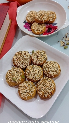 Jaggery Oats Sesame Cookies With Mixed Seeds