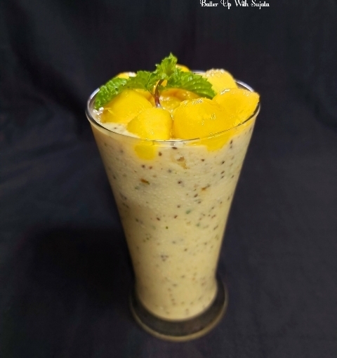 Mango Mint Coconut Lassi With Chia Seeds